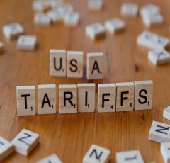 USA Tariffs Concept with Scrabble Tiles